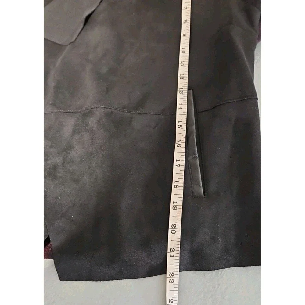 NWT! Bagatelle Collection Faux Suede Leather Drap Collar Open Jacket - Picture 10 of 13